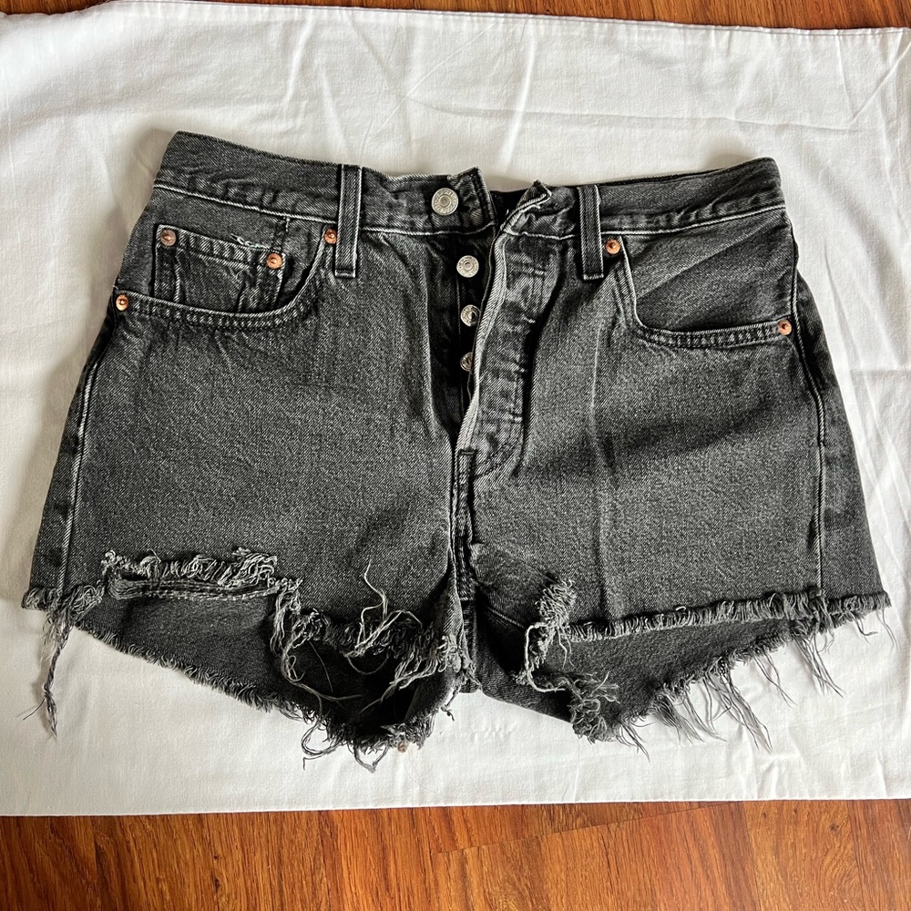 Levi's Black Distressed Jean Shorts